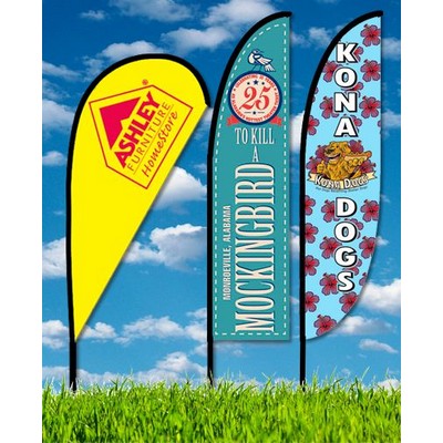 Rush 48 Hour Zoom 3 Feather Flag w/ Stand- 10' Single Sided w/spike base