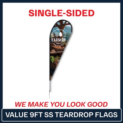 Value 9' Teardrop Flag - Single Sided w/Spike Base