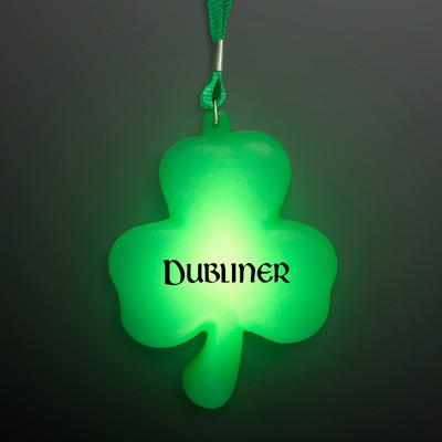 Big Light Up Shamrock Necklace for St. Paddy's Day - PRINTED