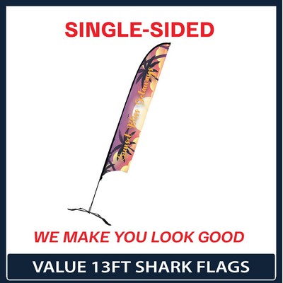 Value 13' Shark Flag - Single Sided Graphic Black X Base