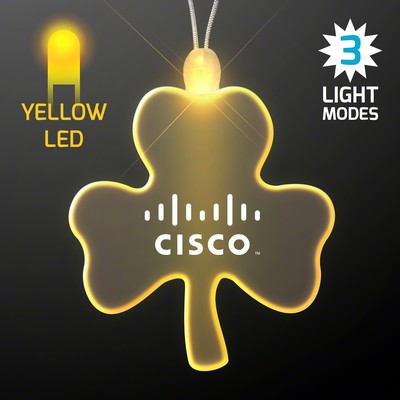Acrylic Big Shamrock Shape Necklace with Yellow LED - PRINTED