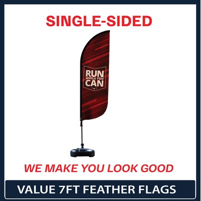Value 7' Feather Flag - Single Sided Graphic Plastic Water Base