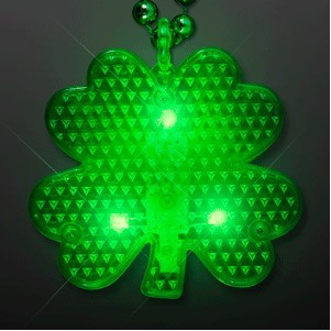 Flashing LED Shamrock Charm on Beads Necklace - BLANK