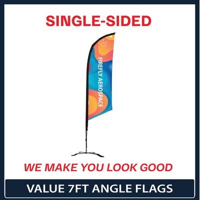 Value 7' Angle Flag - Single Sided Graphic Black X Base