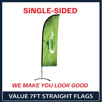 Value 7' Straight Flag - Single Sided Graphic Black X Base
