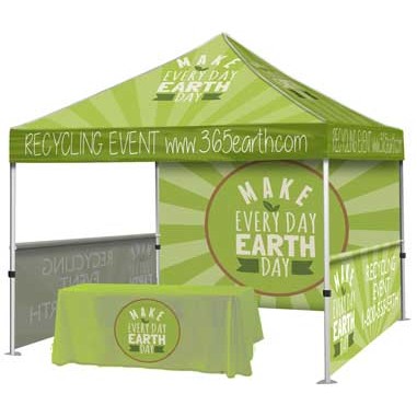 Aluminum Event Tent Package #4 – Tent + Throw + Full Back Wall + 2 Half Walls