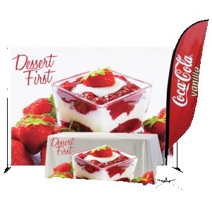 Trade Show Pack #2/ 8x10 Vinyl Banner, Zoom3 10' Flag w/X-Base