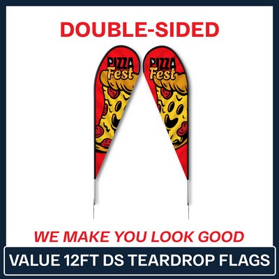 Value 12' Teardrop Flag - Double Sided w/Spike Base