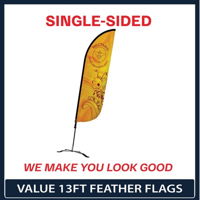 Value 13' Feather Flag - Single Sided Graphic Black X Base