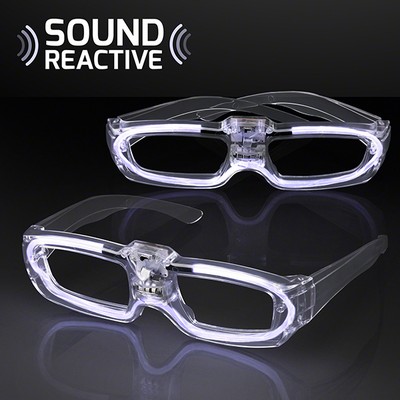 Flashing White LED 80s Style Shades, Sound Reactive - BLANK